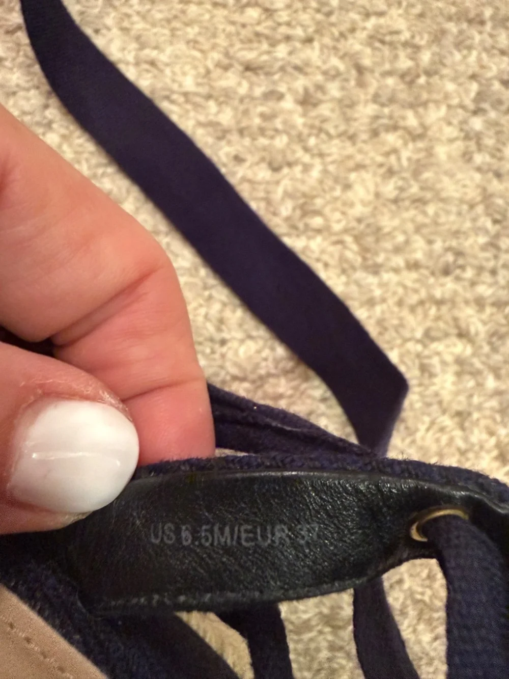 Via Spiga Navy Canvas Espadrille Wedge Sandals with Ankle Ties